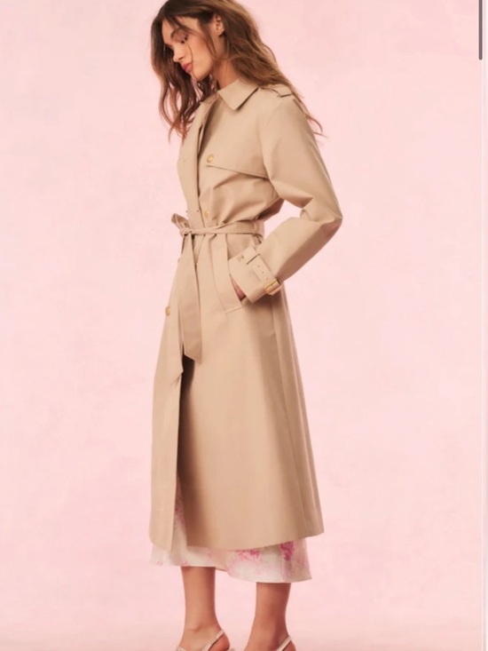 LoveShackFancy Jackets & Blazers - LoveShackFancy Beige Belted Trench Coat w/bow applique  2 NEW $695